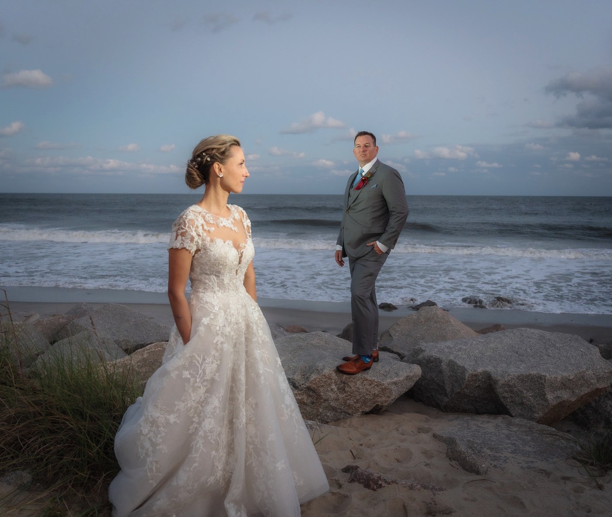 Fort Fisher Wedding Photographers - Ft Fisher Wedding Photography  - Bride & Groom  lifestyle wedding photo -   Fort Fisher North Carolina -  Wedding Photography - Wedding Ideas - Bride - Groom - Wedding Dress - Chris Lang Photography- Popular wedding location - 