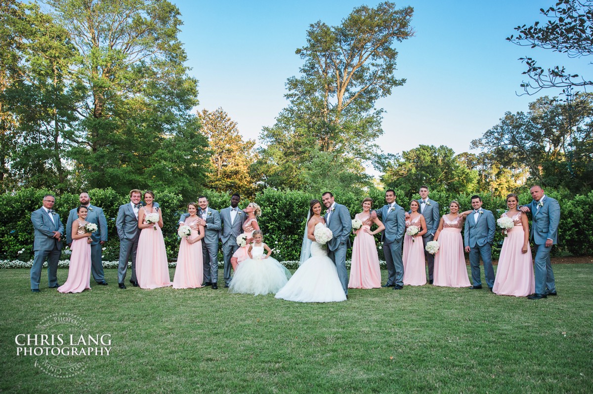 Bridal Party Picture in the front lawn of Wrightsville Manor - Wilmington NC Wedding venues - great places to get married