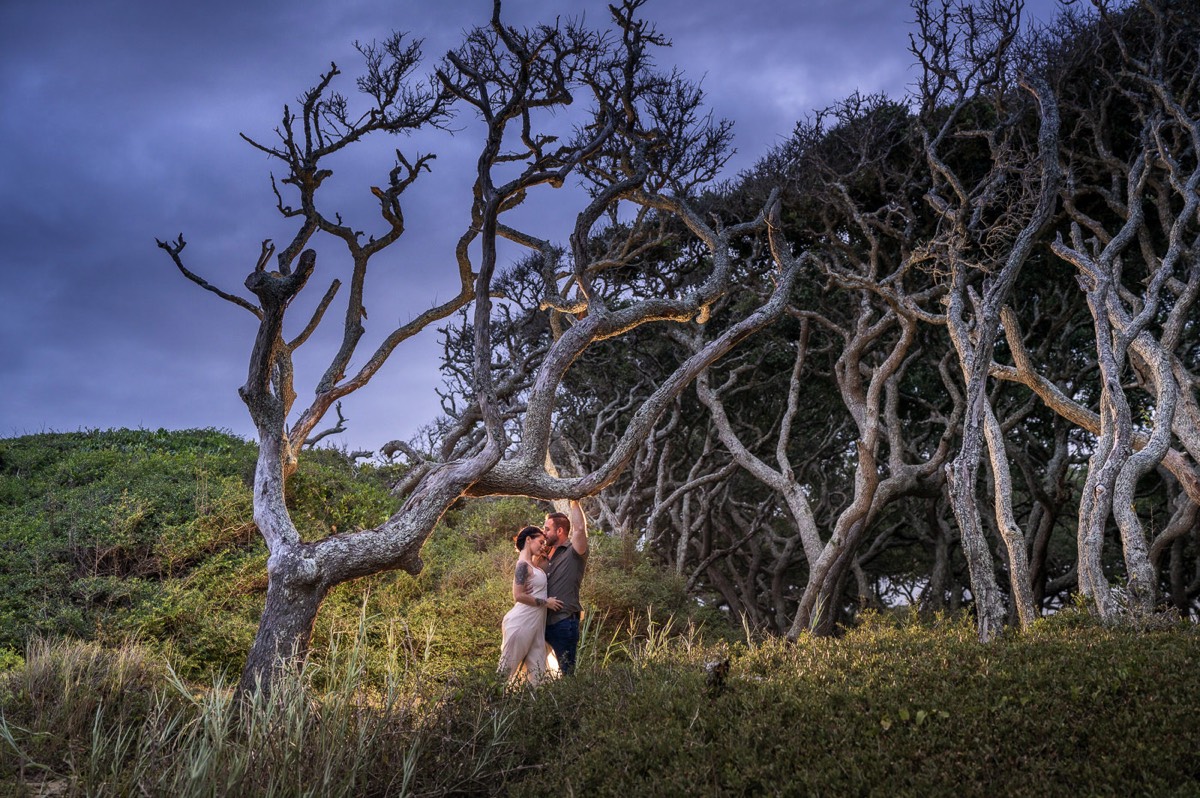 Fort Fisher Wedding Photographers  - amazing twilight photo of couple - Fort Fisher North Carolina -  Engagement Photography - Popular engagement photography locations - Lifestyle engagement photography -  Ft Fisher engagement photographers - Engagement session ideas - Trends in engagement photography - Chris Lang Photography - Engagement photos 