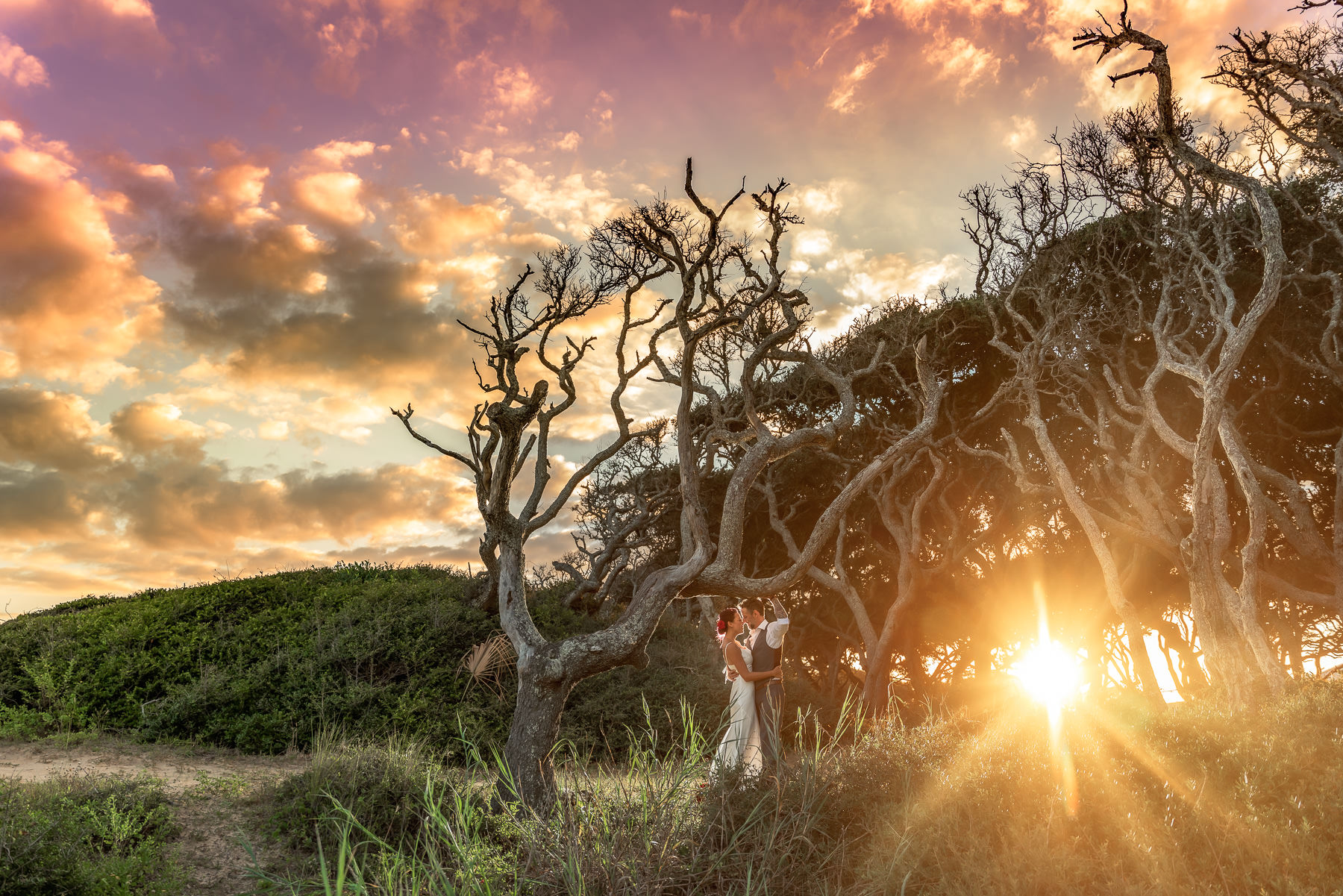  ft fisher wedding photographers - Bride and groom photo- sunset - beach wedding -  Fort Fisher- wedding photo idea- Fort Fisher Photography - Photos of Fort Fisher - beach wedding photographer - beach wedding - chris lang photography