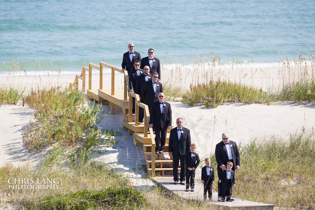 Bridal Party on the beach at Bald Head Island , NC - Bald Head Island Wedding Photography