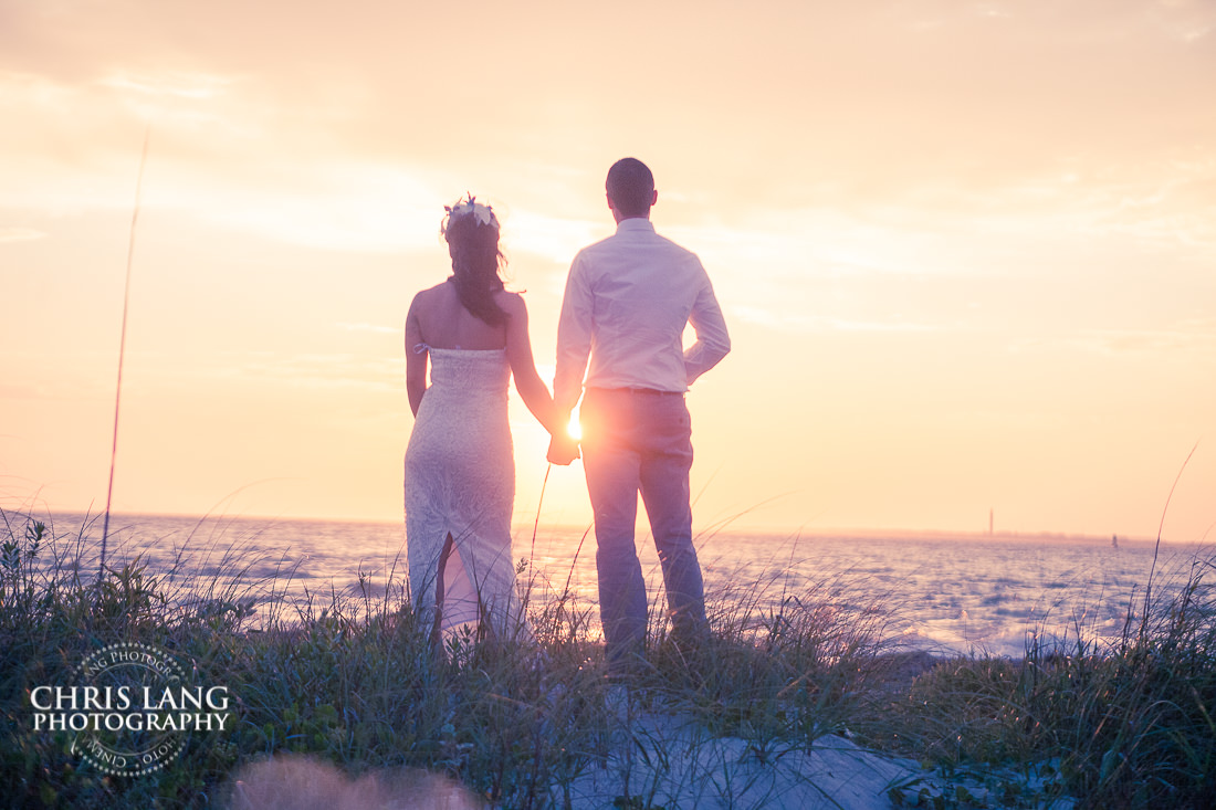 Wedding couple enjoying the sunset at Bald Head Island NC - Bald Head Island Wedding Photographers - photography - ideas