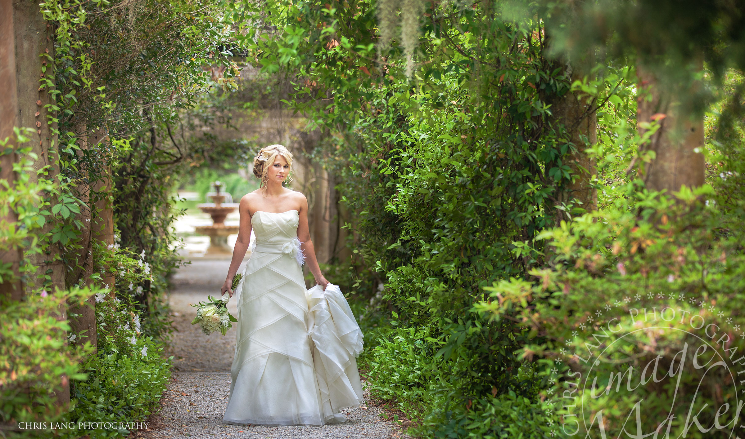 Airlie Gardens Bridal - picture of bride in Airlie Garden - Wilmington NC Wedding Photographers