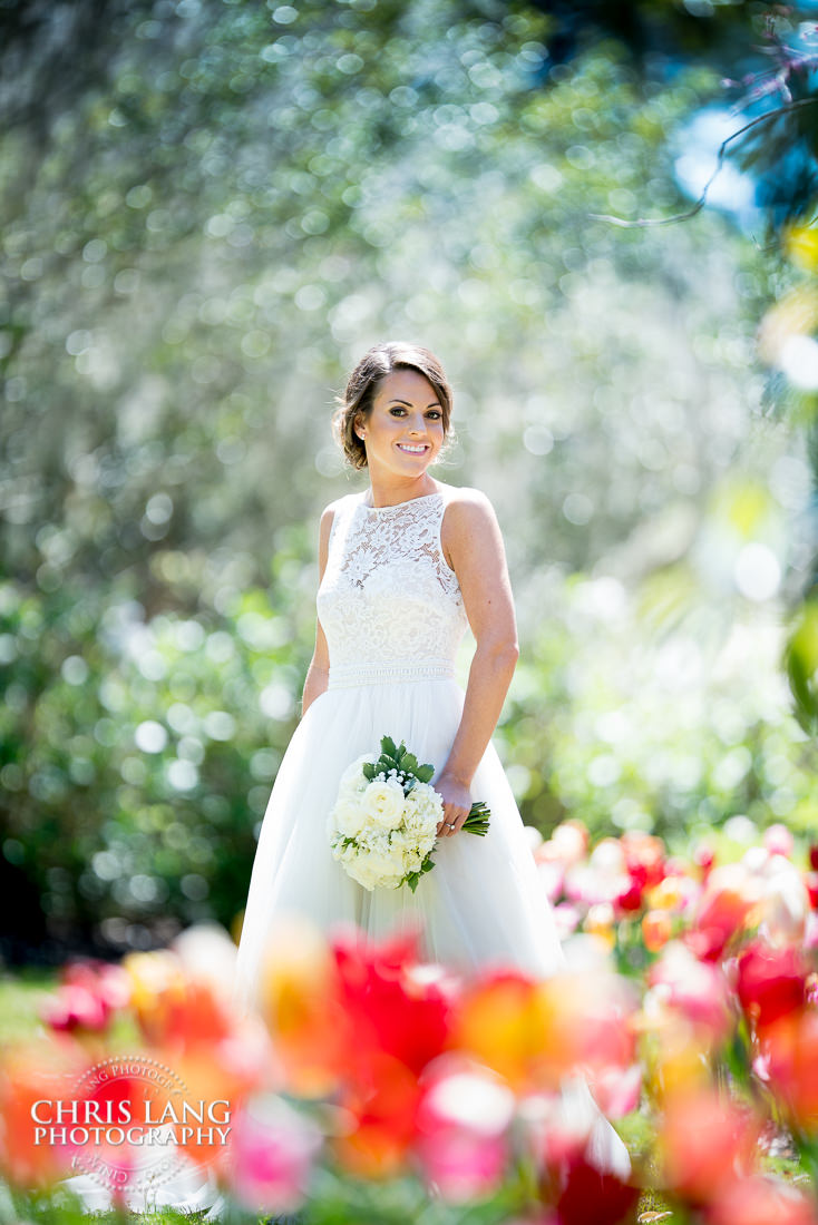 tulips - garden - airlie garden bridal photos - bridal portrait photography - bridal portraits - bride - wedding dress - ideas - wilmington nc 
