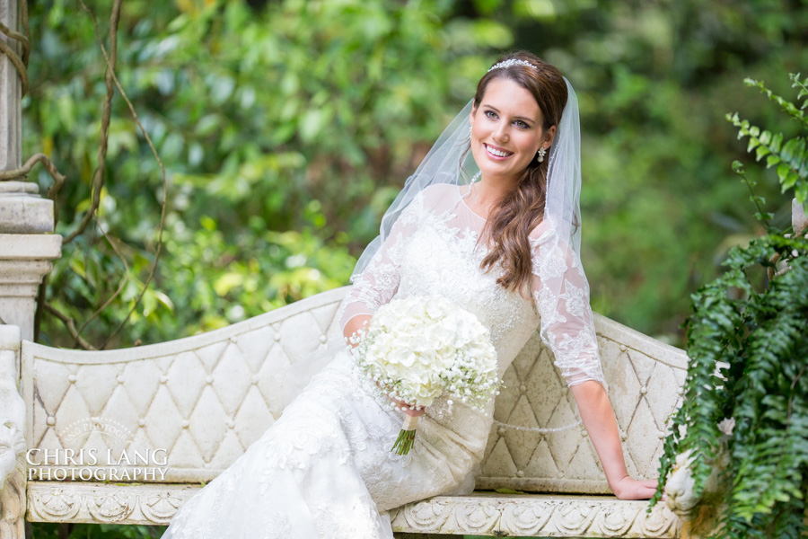 bride in airlie gardens - bridal portrait photography - bridal portraits - bride - wedding dress - ideas - wilmington nc -