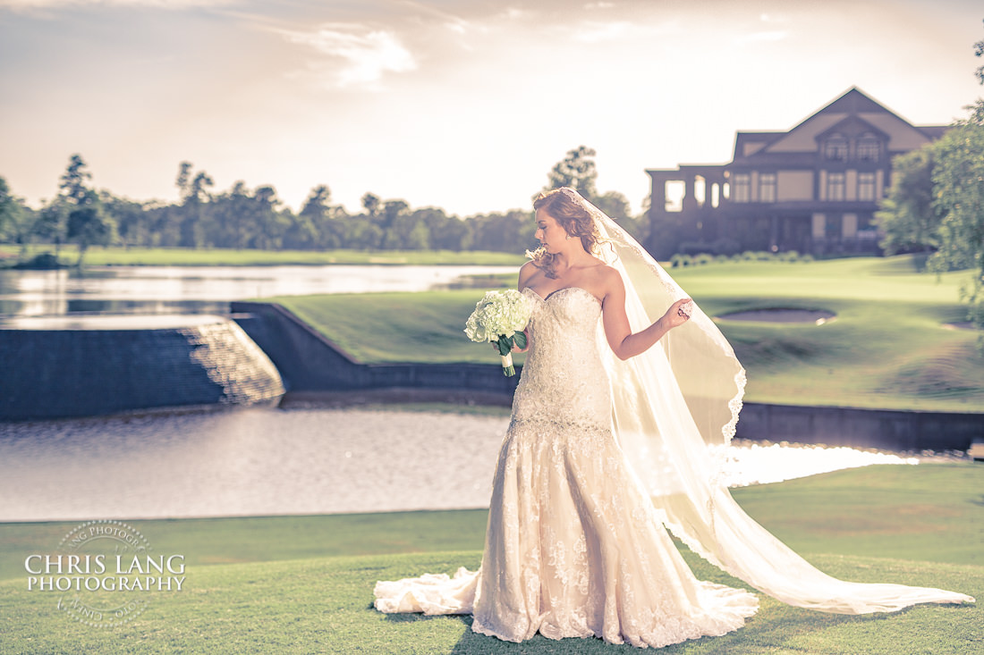 bridal portrait at river landing  - waterfall - bridal portrait photography - photographers - bridal portraits - bride - wedding dress - ideas - wilmington nc