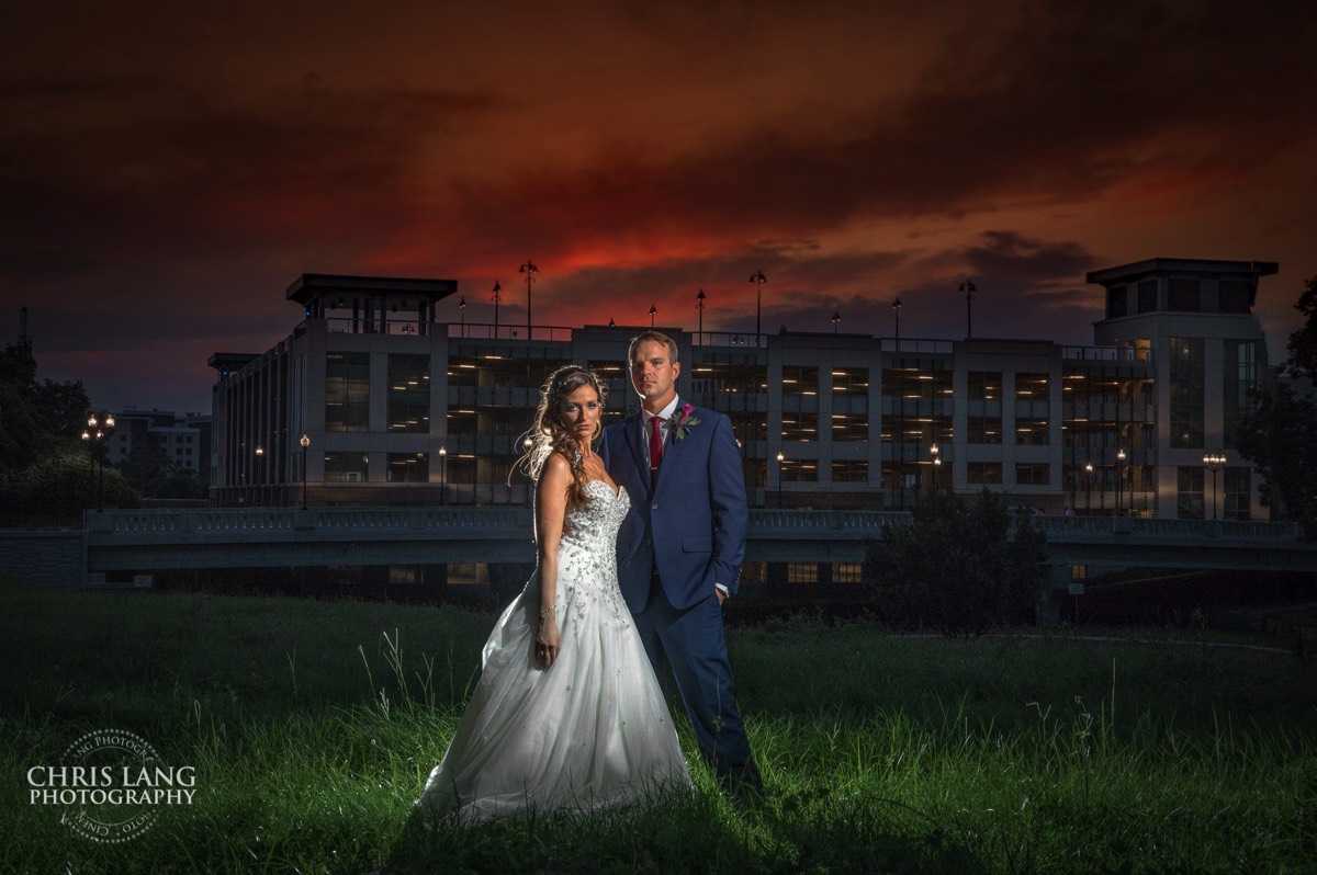 Romantic sunset wedding picture - brooklyn arts center - weddings - wedding venue -  wedding photo - ideas - wilmington nc - chris lang photography 