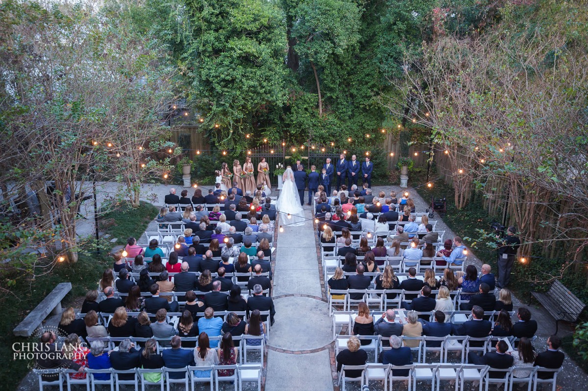 Sunset wedding - Edison lighting - outdoor wedding - the court yard - brooklyn arts center - weddings - wedding venue -  wedding photo - ideas - wilmington nc - chris lang photography 