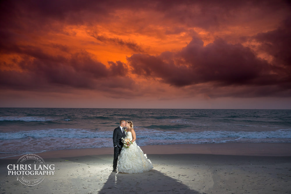 Shoals Club - Bald head Island - bride & Groom -  dramatic sunset picture - beach weddings - beach wedding picture - wedding ideas - beach wedding photography - Chris Lang Photography