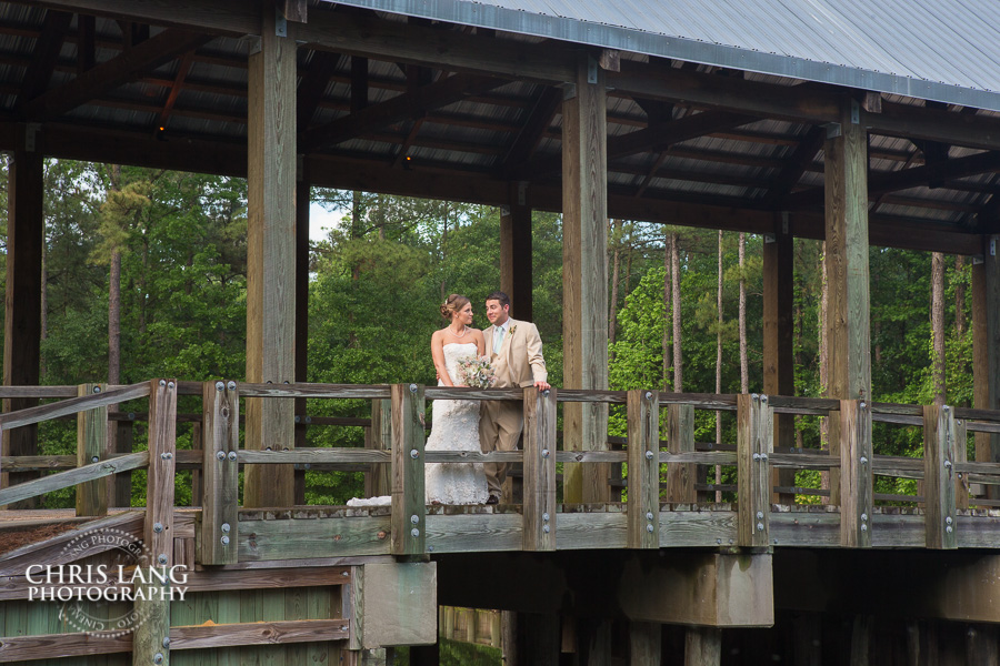 Wedding Pictures on the covered bridge at River Landing, Wallace NC