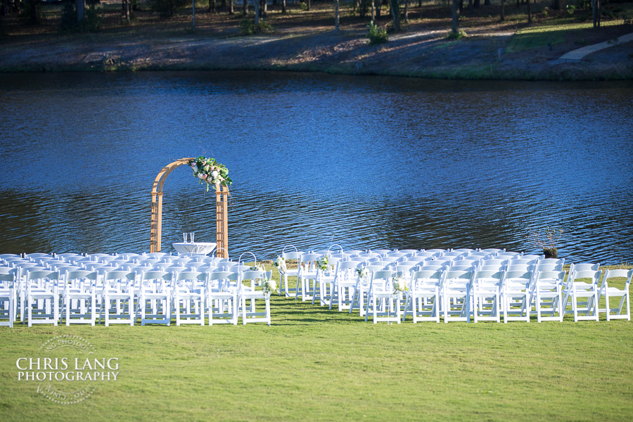 Wedding Ceremony set up - The Lawn  at River Landing, Wallace nc  