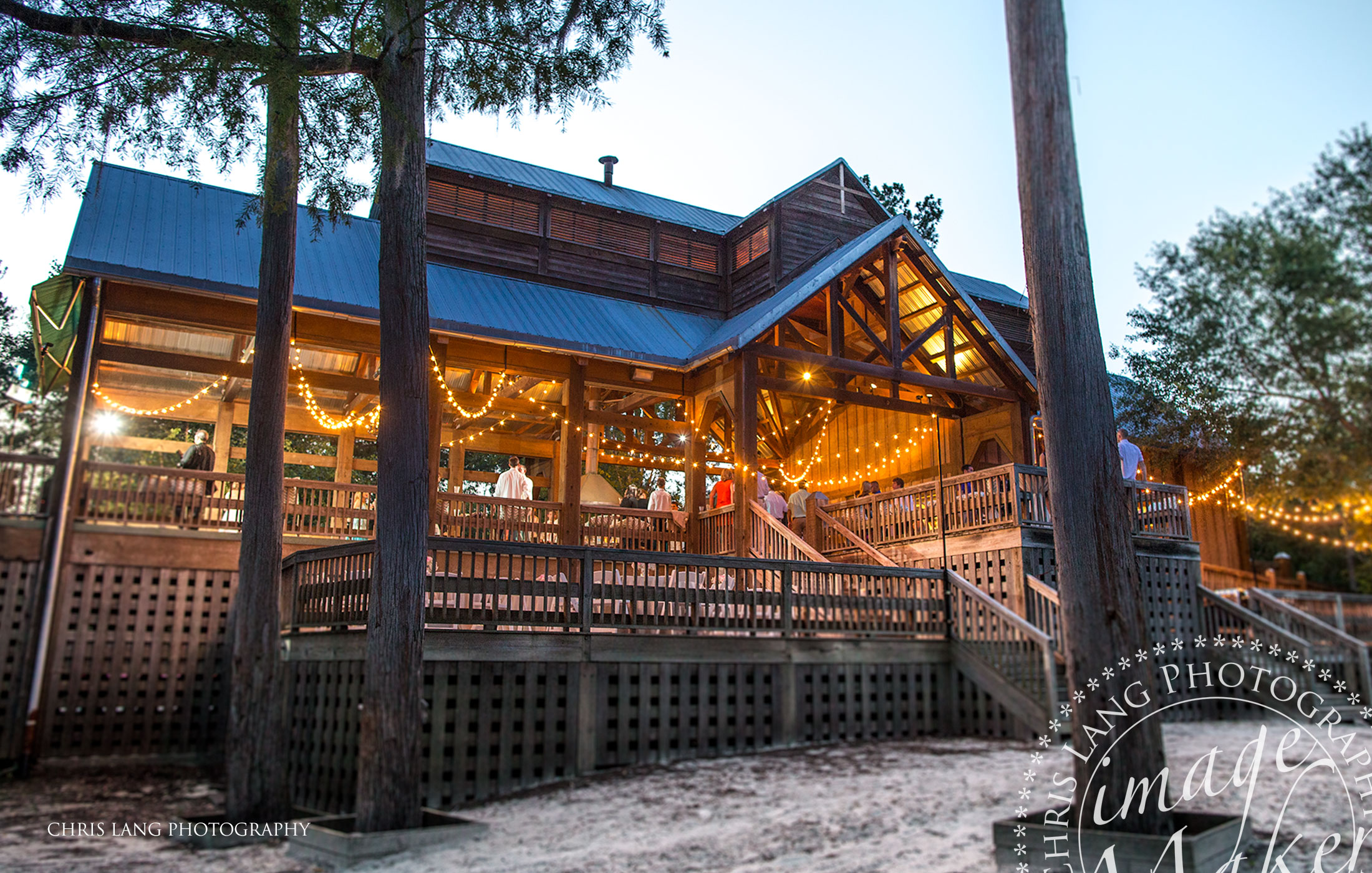 Image of the River Lodge at River Landing - Edison Lighting - Rustic Outdoor Weddign Venues
