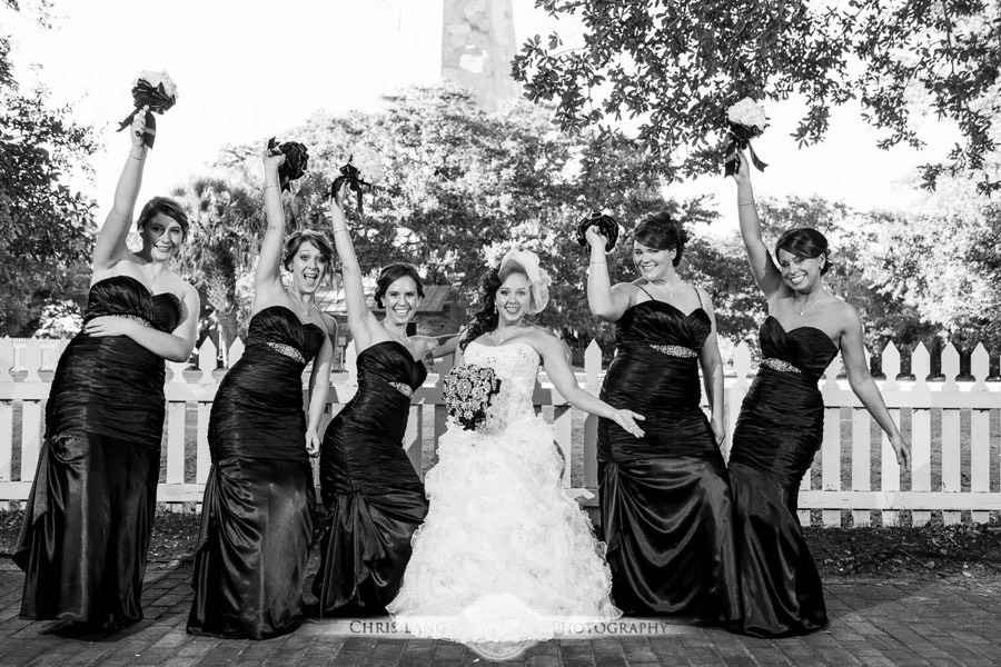 Real Weddings-Featured Wedding in Black and White-Wedding Ideas-Style-Trends-Wilmington NC Wedding Photographers-Fun Bridesmaid Picture