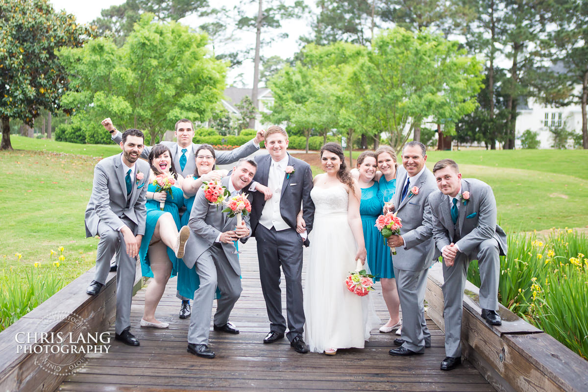 Country Club of Landfall weddings - bridesmaids - groomsman - bridal party photography - bride- groom - bridal party photo ideas - 