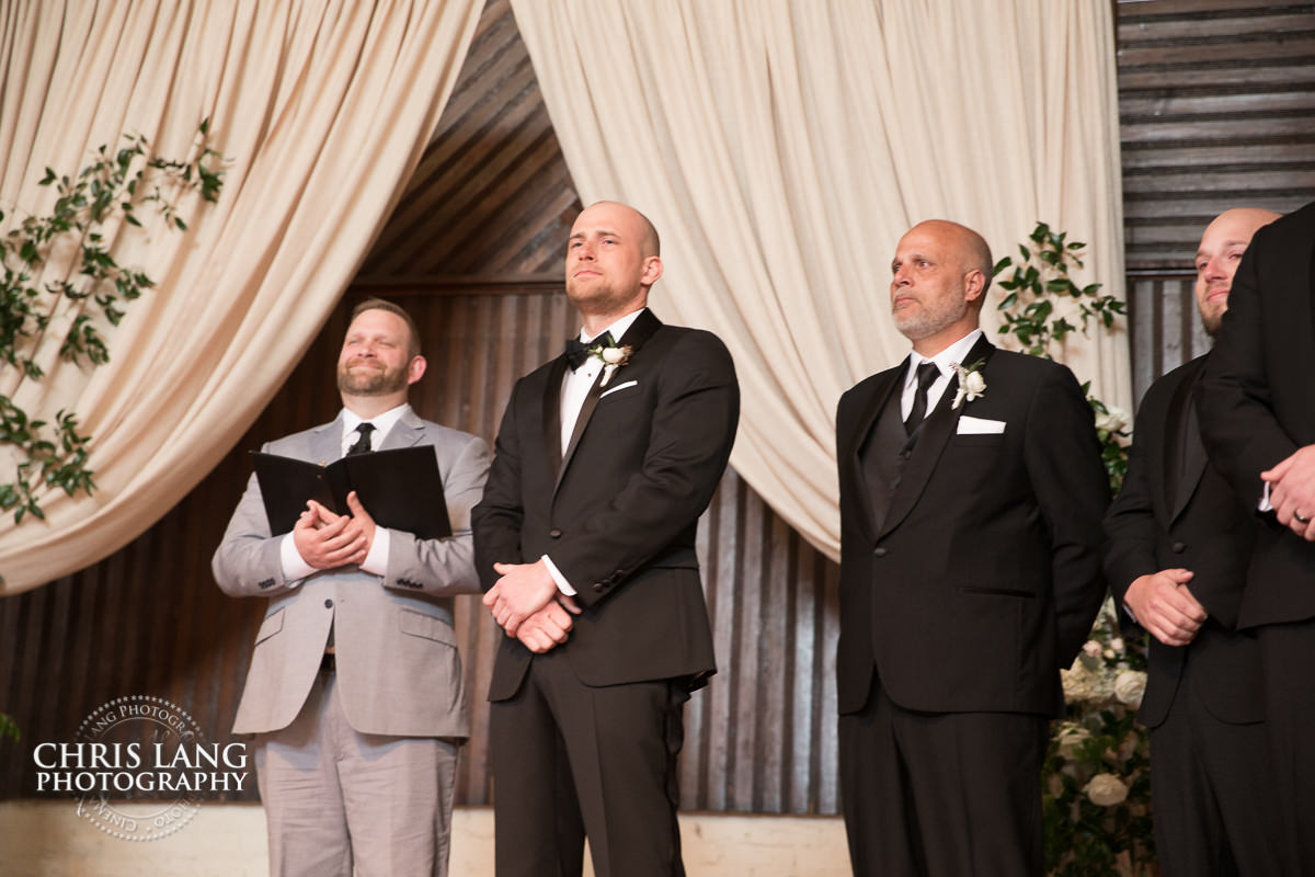 Groom waiting at the alter - Brooklynn Arts Center - Wedding ceremony photo - Wedding ceremonies - bride - groom - bridal party - wedding ceremony photography - ideas - Wilmington NC Weddng  Photography