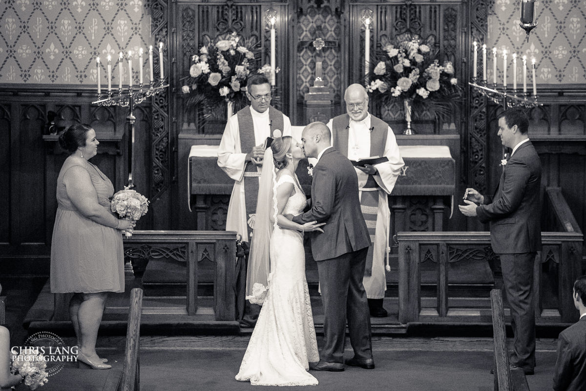 First Kiss - Wedding ceremony photo - Wedding ceremonies - bride - groom - bridal party - wedding ceremony photography - ideas - Wilmington NC Wedding Photography