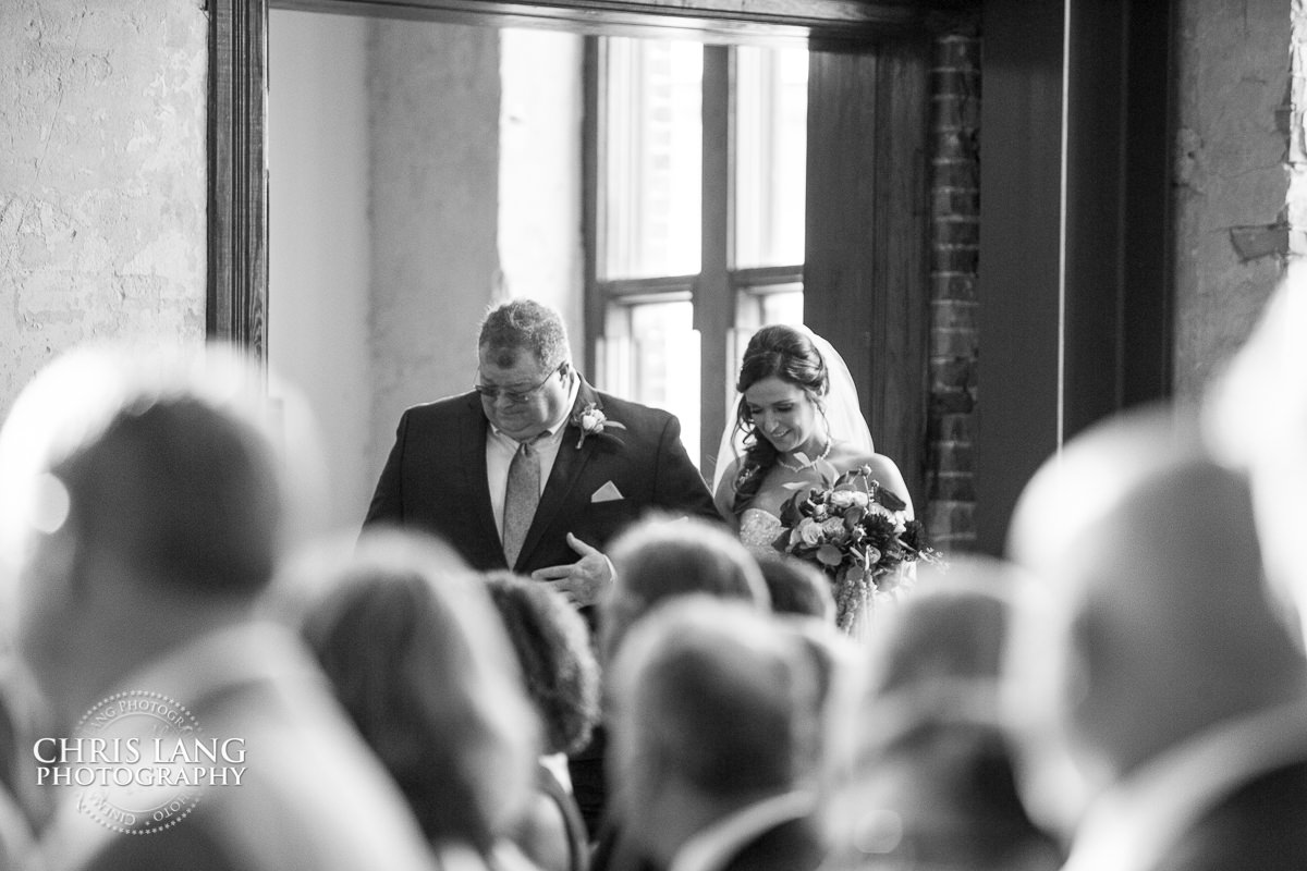 Bride entering into wedding ceremony - Brooklynn Arts Center - Wedding ceremony photo - Wedding ceremonies - bride - groom - bridal party - wedding ceremony photography - ideas - Wilmington NC Wedding Photography