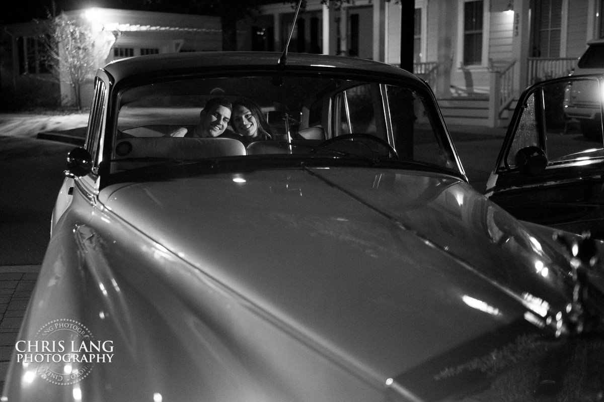 rolls royce - exit car - wedding reception photos - wedding reception ideas -bride - groom - wilmington nc wedding photography - 