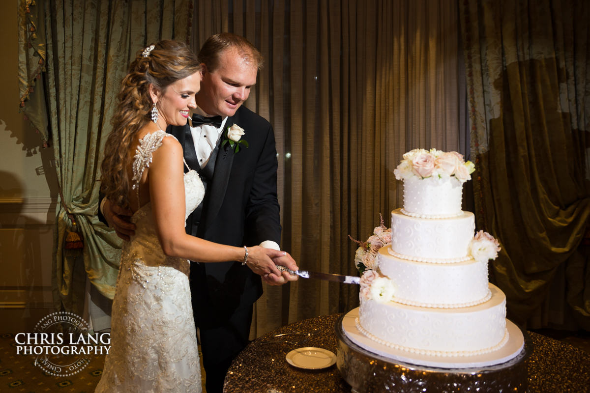 Cake Cutting - Bride - Groom - wedding photo - wedding reception photo - Wedding Reception Ideas - Wilmington NC Wedding Photography