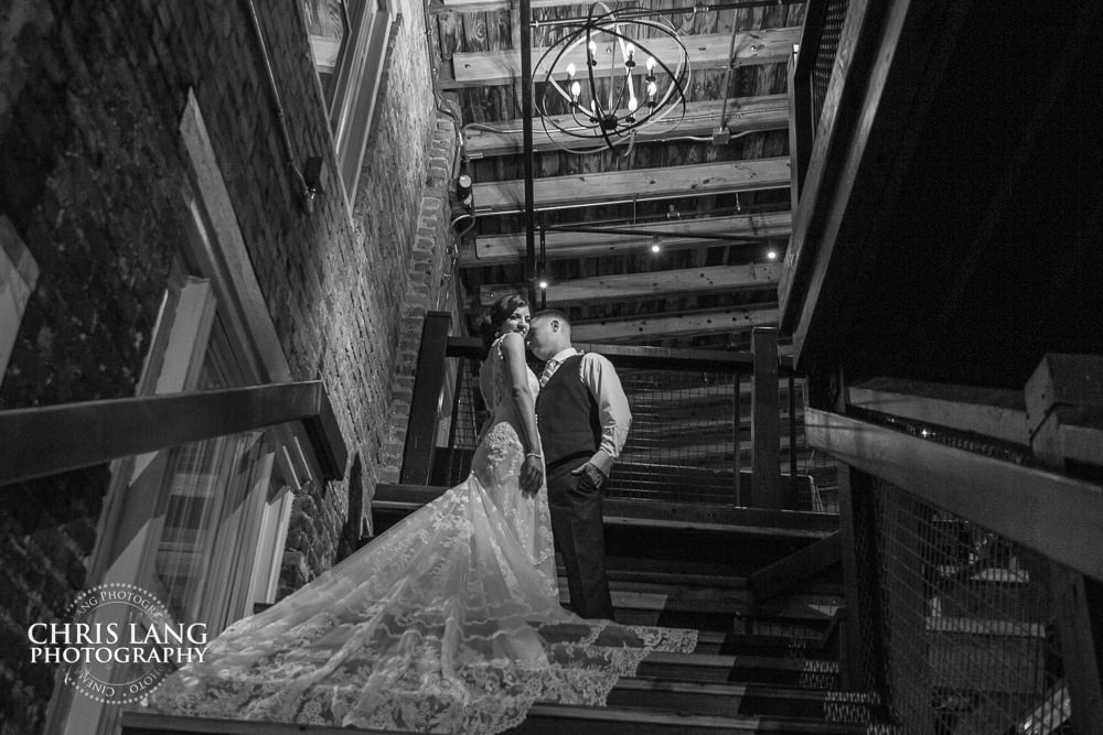 wilmington nc wedding photographers -  Wilmington wedding photography - night wedding photography - evening wedding photos- bride - groom -  night time wedding photo ideas - low light wedding photography - iron clad brewery wedding and reception venue - iron clad brewery wedding photo