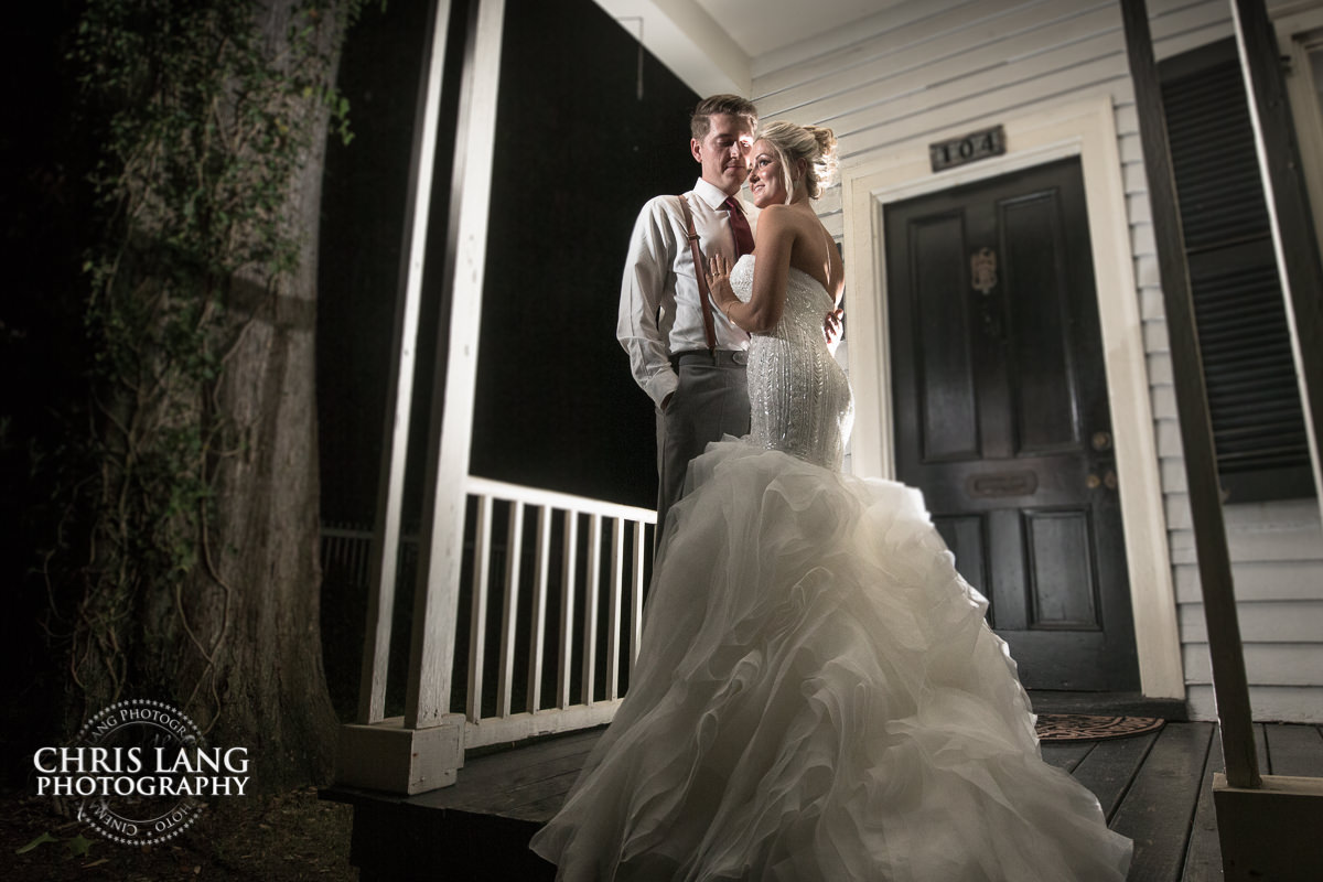Bakery 105 Weddings - Wilmington NC - wedding photography - night wedding photography - evening wedding photos- bride - groom - wedding photo ideas - 
