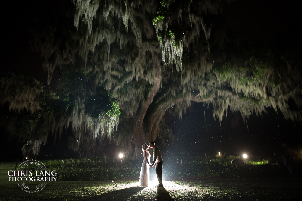 Airlie Gardens Weddings - Wilmington NC - WeddingPhoto at Airlie Gardens - wedding photography - night wedding photography - evening wedding photos- bride - groom - wedding photo ideas - 