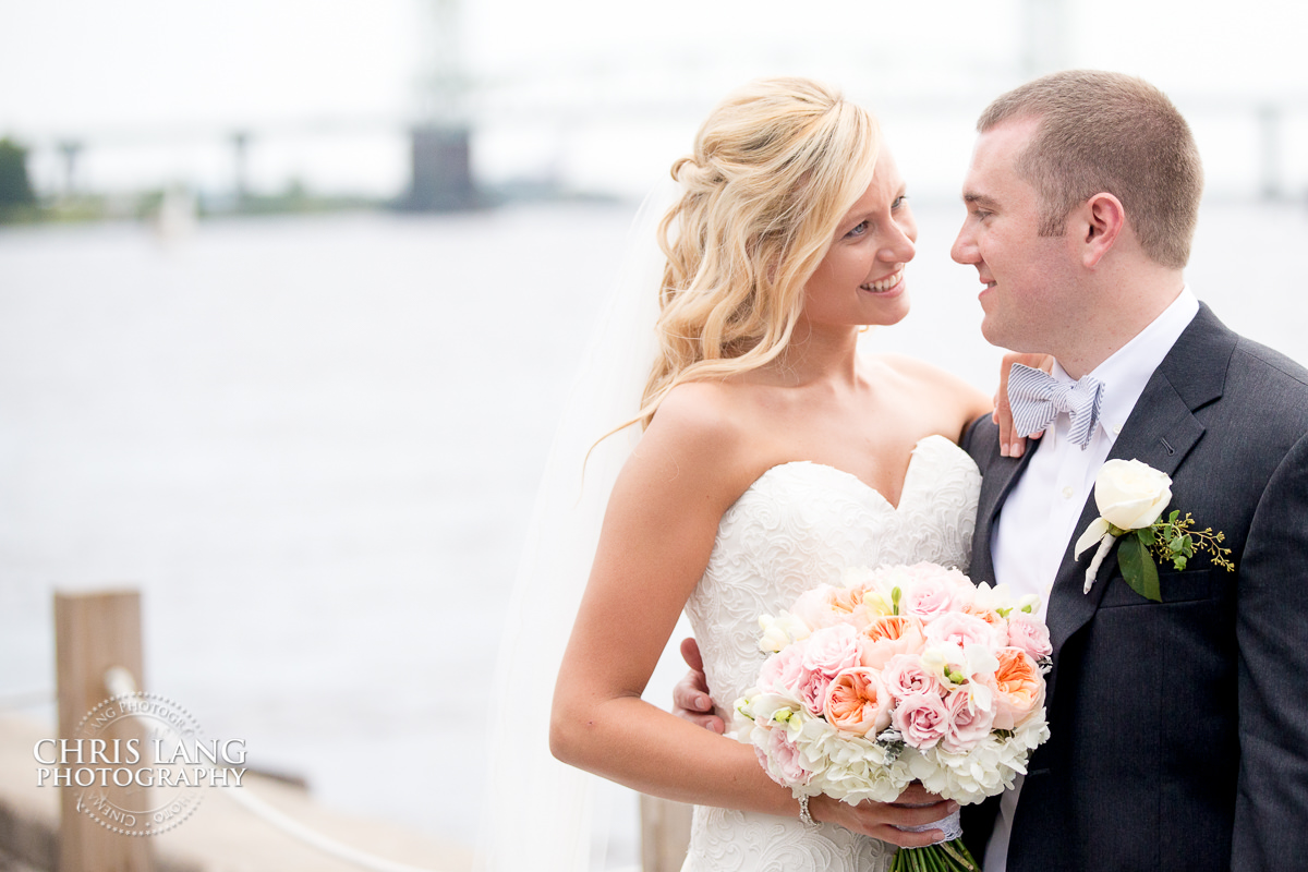 capre fear river deck - bride and groom - wedding portrait - wilmington wedding photography - wedding photo ideas - natural light wedding photography 