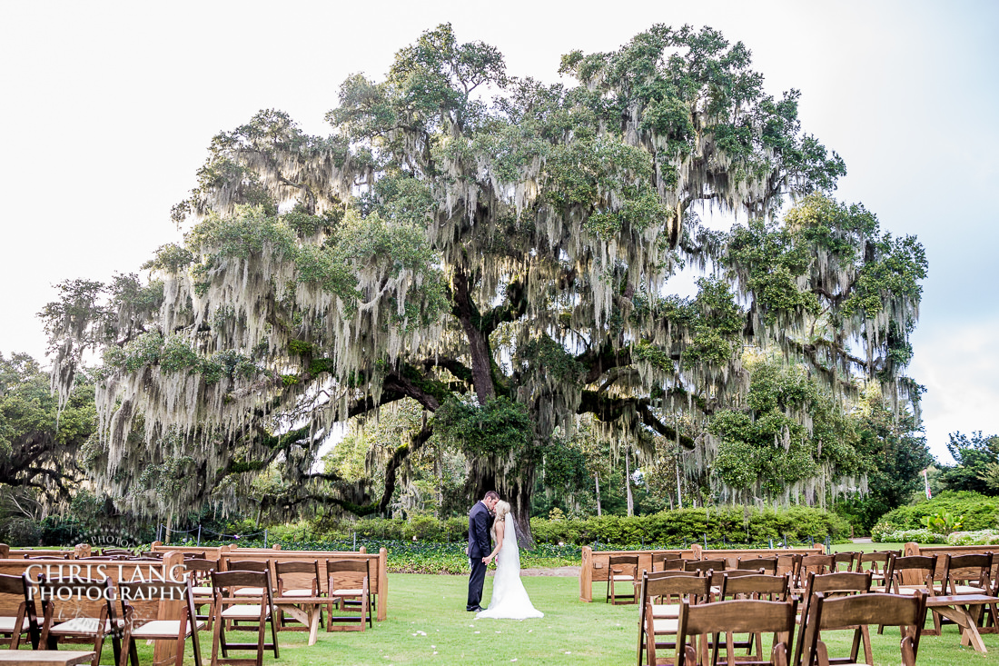 Airlie Gardens - Bride & groom in front of the Airlie Oak - natural light wedding photo - wedding photography ideas - Wilmington NC Wedding Photography