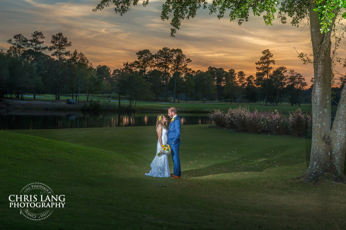 best timeod day for wedding phtos - sunset wedding photo - the golden hour - bride & groom - wedding dress - sunset wedding photography - twlight - north carolina weddings