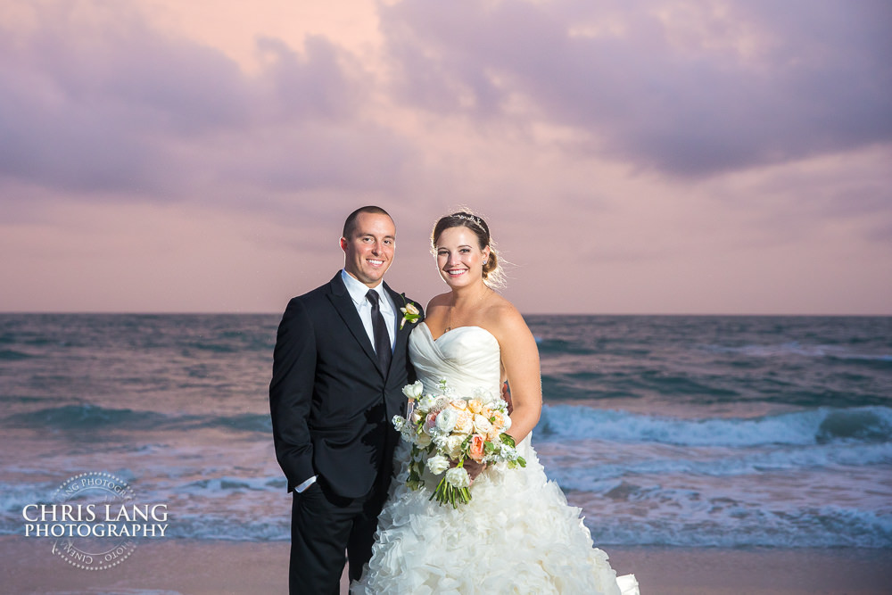 destination beach wedding - shoals club bhi - beach weddings - sunset wedding photo - the golden hour - bride & groom - wedding dress - sunset wedding photography - twlight on the beach