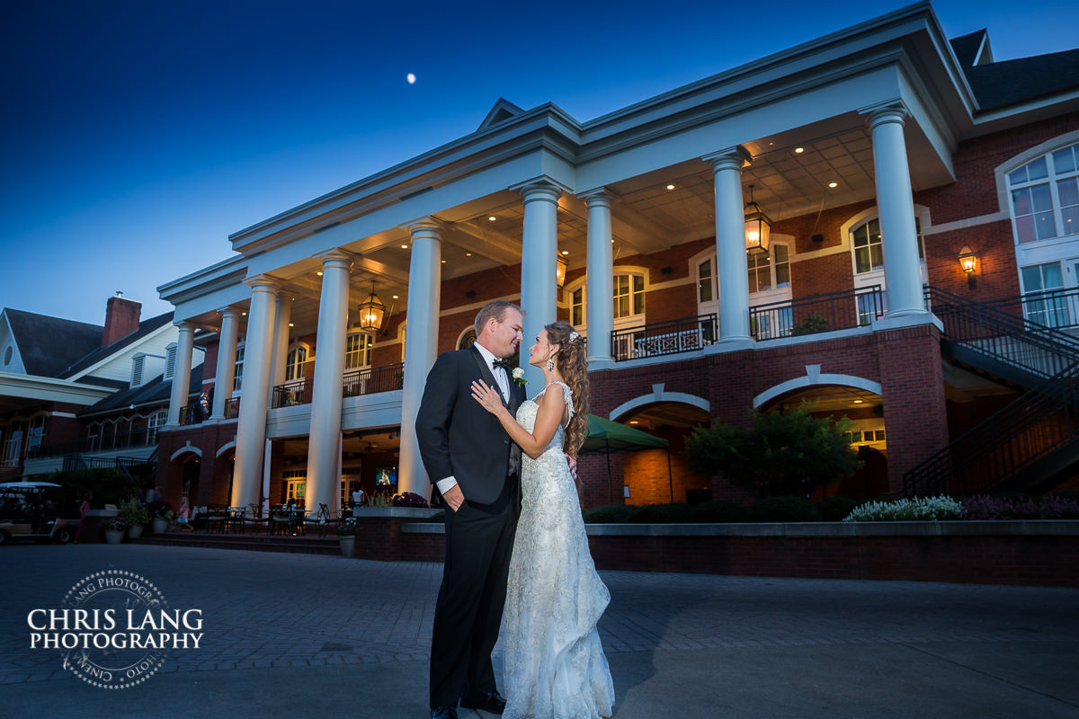 Country Club Weddings - sunset wedding photo - the golden hour - bride & groom - wedding dress - sunset wedding photography - twlight photo wilmington nc wedding photographers