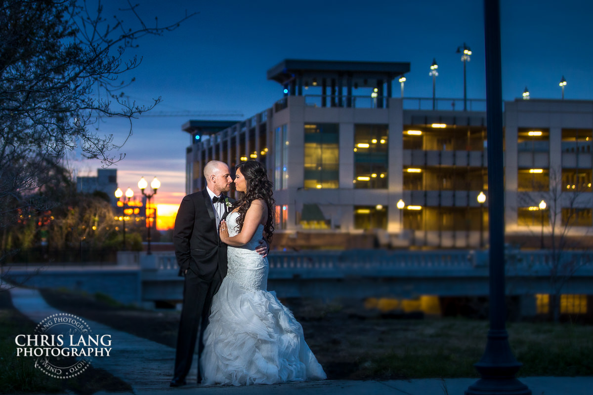 brooklyn arts center weddings - wilmington nc - sunset wedding photo - the golden hour - bride & groom - wedding dress - sunset wedding photography - twlight 