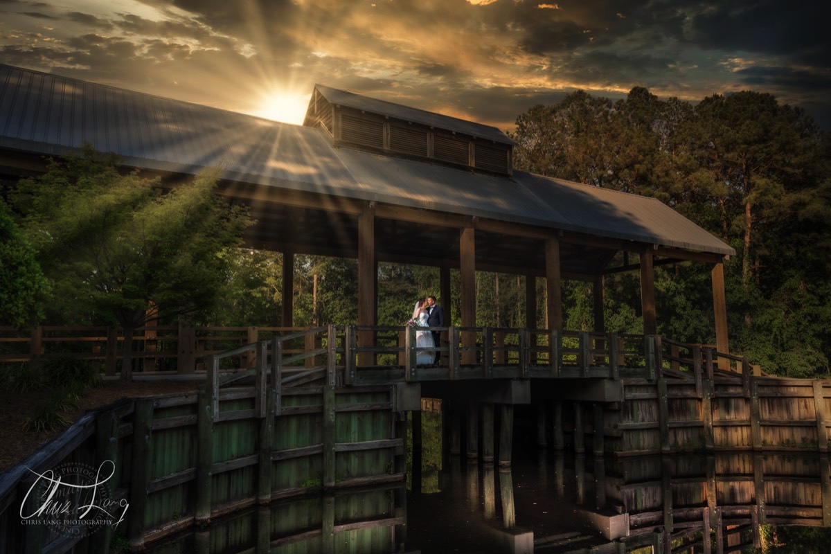 covered bridge - river landing - weding photo idea - wilmington nc wedding photographers - creative wedding photo - signature portrats - wedding ideas - bride - groom - wedding dress - chris lang photography