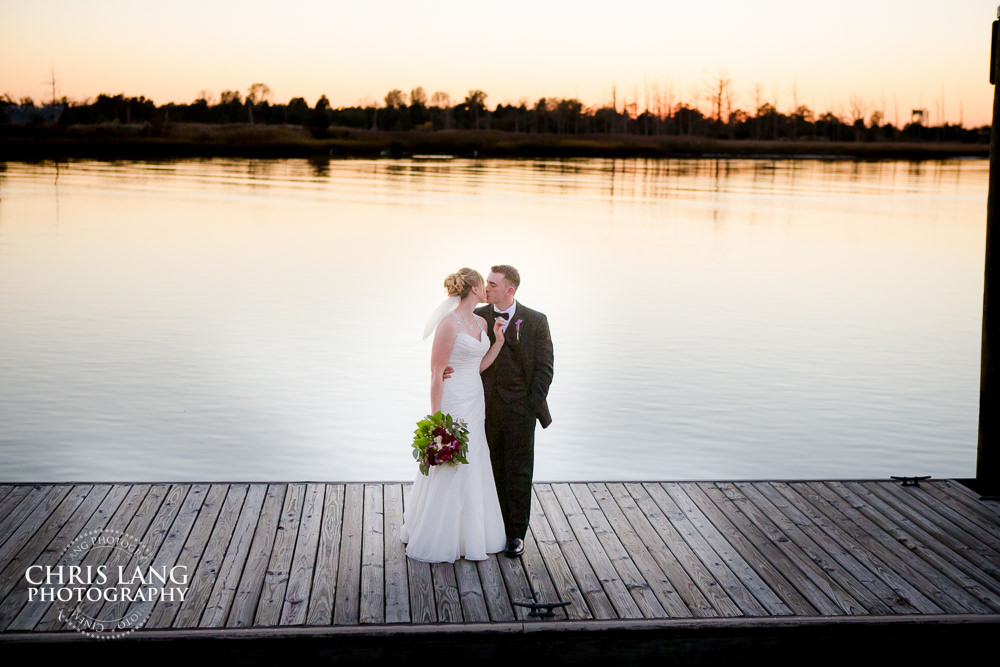 sunset picture with bride & groom - wedding day - Hotel Ballast - Wilmington NC - Wedding & Reception Venue - Wedding Photography - Bride - Groom - Chris Lang Photography 
