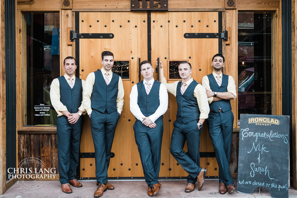 groomsman in front of ironclad brewery - wedding photo - wedding photography - wedding & reception ideas - 