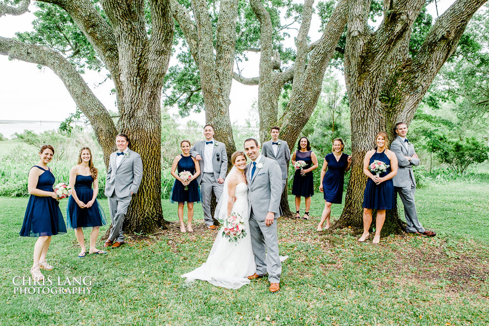 bridal party - oak trees - marker 137 weddings - wedding photography - wedding venue - wilmington nc wedding photographers  - outdoor wedding venue - wedding photo ideas