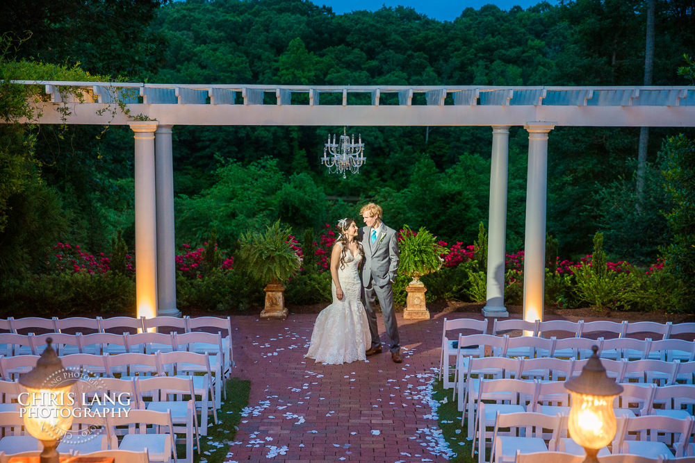 High Grove Estate - Fuquay Varina - Wedding Venue - sunset wedding photo - the golden hour - bride & groom - wedding dress - sunset wedding photography - twlight photo