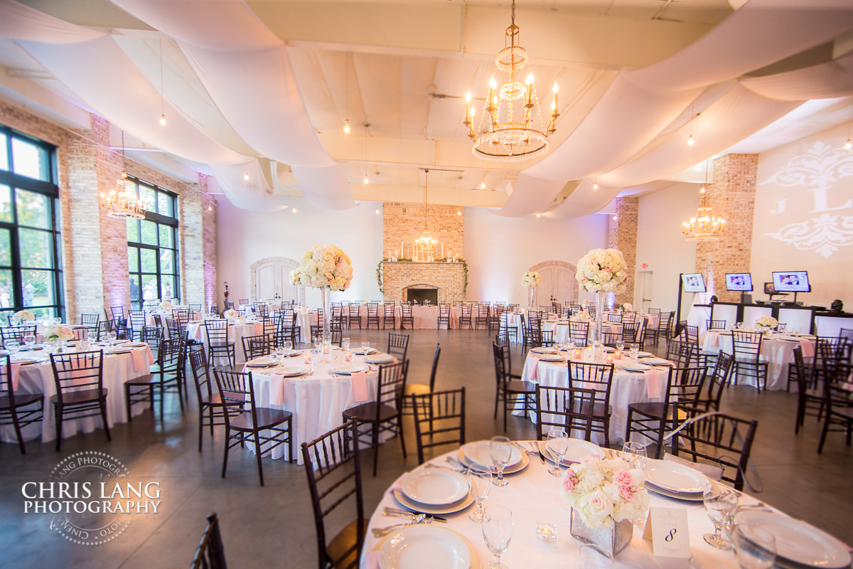 Image of wedding reception decor inside Wrightsville Manor in Wilmington NC - 